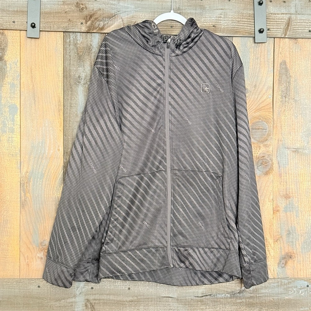 AND1‎ Full Zip Hoodie Track Jacket Men's Size 3XL All Over Print Black